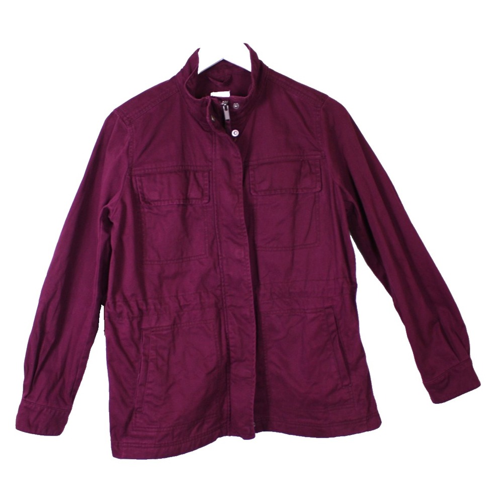 Gap Jacket Womens Purple Cotton Utility Size Small Full Zip & Button Cotton Coat